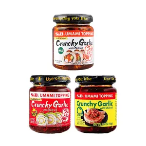S&B Japanese UMAMI Crispy Garlic Chili Oil Set - 3 Flavors (Spicy, Mild, Yuzu) 330g - Perfect for Rice, Noodles, Topping