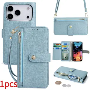 iPhone 17 Pro Max Crossbody Phone Case, Apple 13/12 Pro Flip Cover, iPhone 14/15 Plus Zipper Wallet, iPhone 16 Pro Max Skin Case