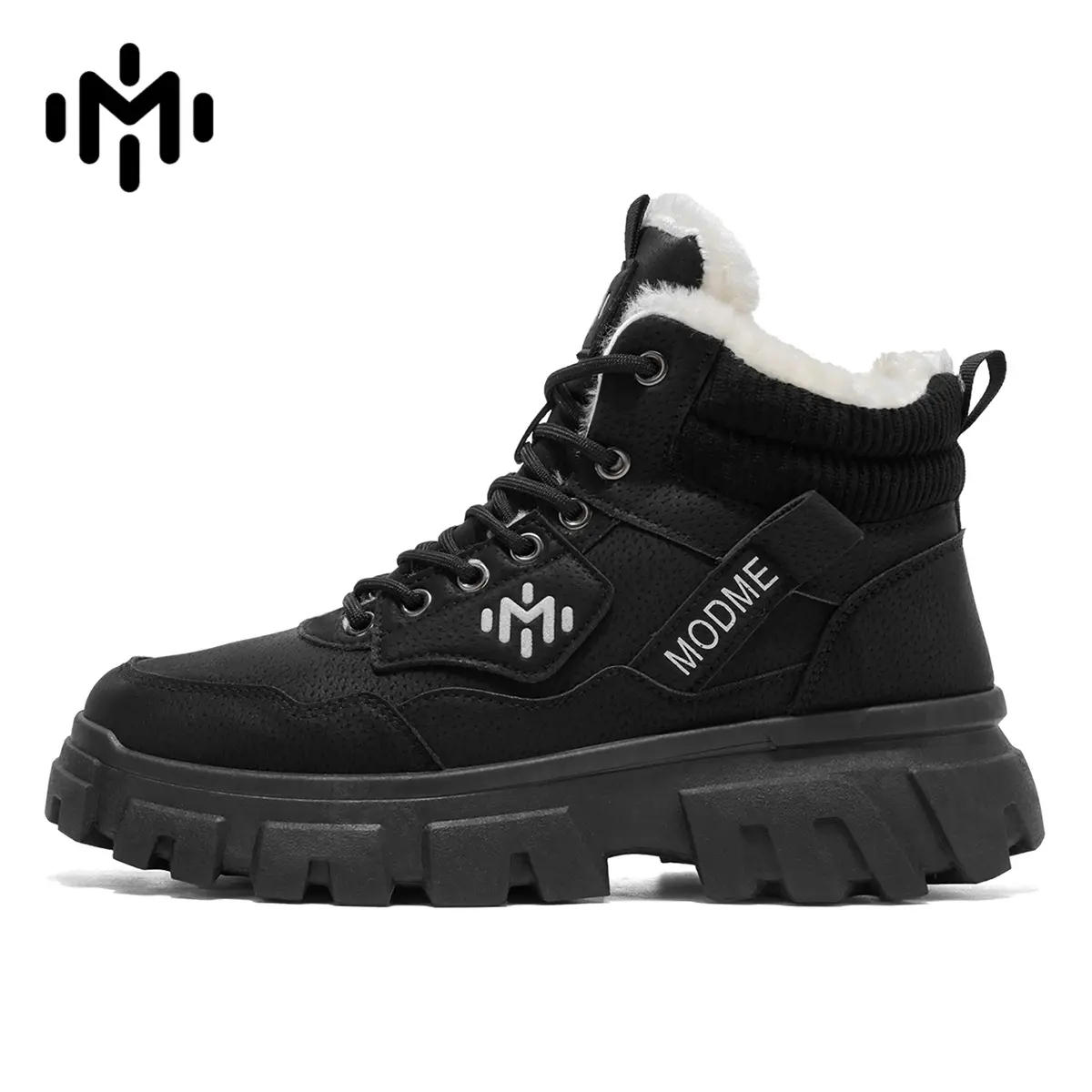 Men's Fleece Lined Winter Combat Boots, WaterResistant Suede Platform Ankle Boots, Non SlipDeep Lug Traction Sole Warm Fur Lined Lace UpSnow Hiking Boots For Cold Weather Outdoor Work