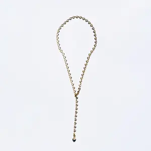 Jennifer Croll "Crinkle Heart" 14K Gold Plated Lariat Necklace with Many Ways to Wear, Includes Layered Bracelet and Layered Necklace Accessory