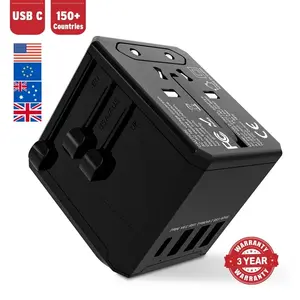 Universal International Travel Adapter Converter with USB Type C, Plug Adapter for European, USA, EU, UK, AUS, East Asia, Middle East, China, Japan, Korea, 150+ Countries, 110V and 220V