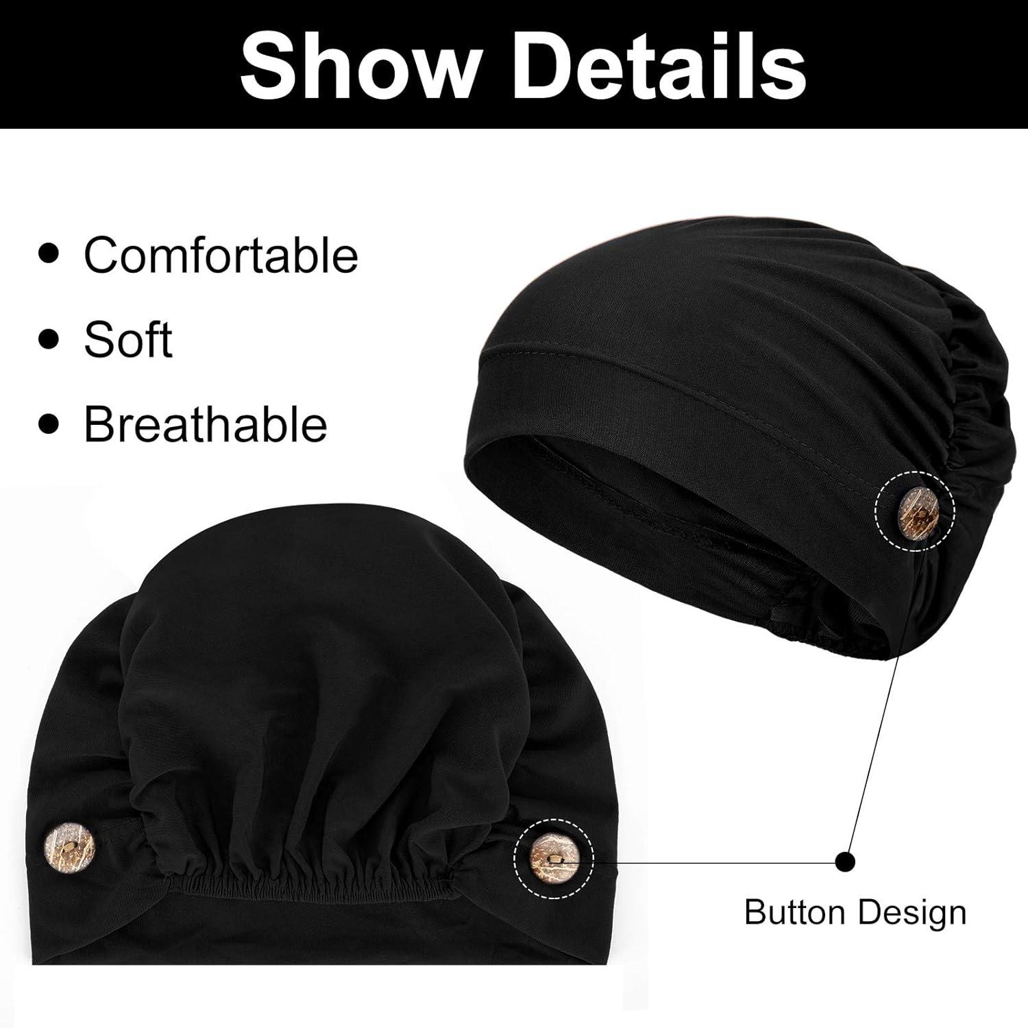 10 PCS Soft Stretchable Bouffant Caps Suitable for-Unisex Gourd-Shaped Turban Hats with Ear Loop Button Closure, Comfortable Wearable Headwear, Multicolor Options