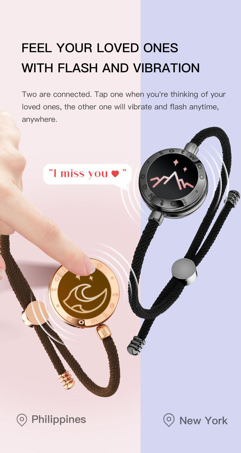 【emotional smart jewelry】totwoo Mountain&Sea  Long Distance Touch Bracelets  Functional Love Connect Gift For Boyfriend or Girlfriend or your Family