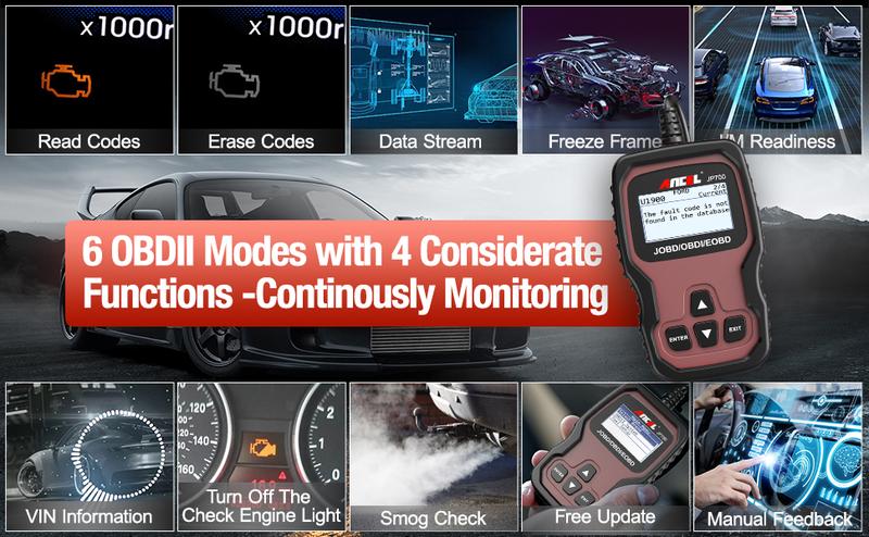 ANCEL JP700 Japanese Car Code Reader JOBD Scanner, Automotive Diagnostic Tool, Check Engine Light OBDII Diagnostic Scan Tool Turn off MIL for Toyota, Nissan, Mazda, Honda, Suzuki, Subaru, Daihatsu, Mitsubishi