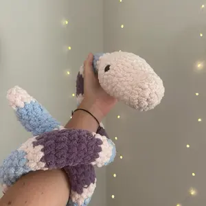 Snugsy the Crochet Snake - Soft Plush Toy in Purple and Blue Colors for Cozy Comfort