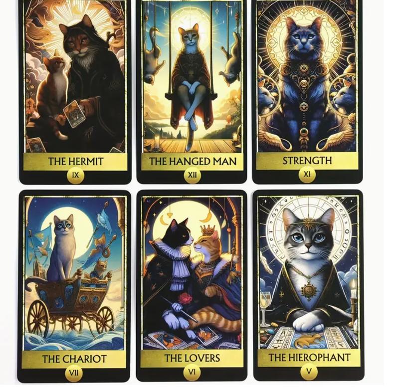 Cat Tarot Cards Deck - Elegant Design with Assorted Cards for Meditation and Guided Imagery - 78 Card Deck - Perfect for Spiritual Journey