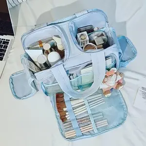 New Standing Travel Makeup Bag, Toiletry Bag for Outings, Large Capacity Multi-Functional Partition Storage Bag, Cosmetic Storage Pouch, Portable Storage Box for Women, Travel Storage Bag with Handle, Multiple Compartments, Available in 4 Colors