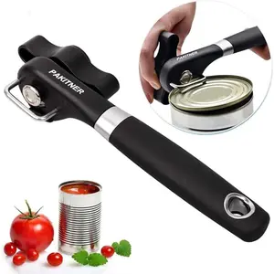New safety cutting manual can opener, handheld design with soft handle, ergonomic smooth edge, food-grade stainless steel material, suitable for kitchens and dining rooms, durable classic single handle design