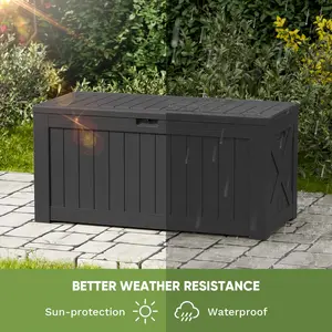 New 120 Gallon Large Deck Box, Outdoor Lockable Storage Box for Gardening Tools, Waterproof Deck Box for Patio Furnitur Cover Organiser