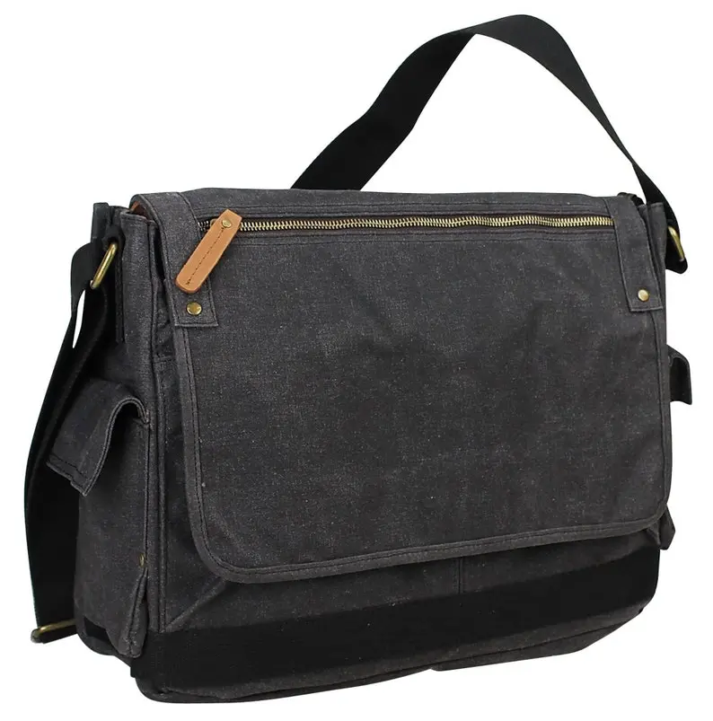 15.5" Vintage Cotton Wax Canvas Laptop Messenger Bag 15 in. Laptop Compartment C31LW-Book Bag Crossbody Bag Computer Bag Engrave Service