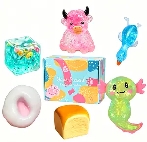 Variety Pack Squishy Stress Relief Toys, 6 Different Styles, Glitter Fidget Sensory Bundle, Slow-Return, Party & Gift Use Glittery、Slow Rise、ASMR、Anxiety Relief teacher reward