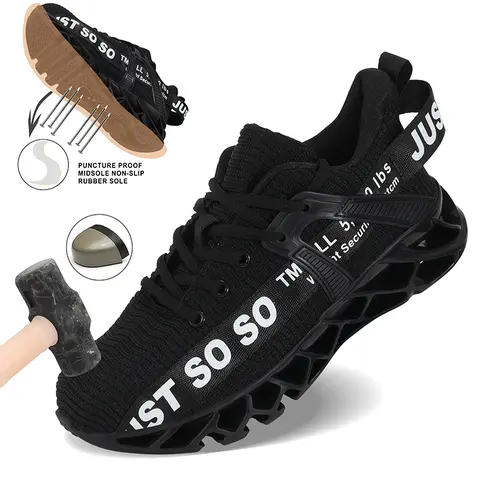 Women's Steel Toe Work Protective Shoes - Closed Lace-Up Mesh Round Toe Footwear, Anti-Smashing Protection, Foot Fatigue Reduction for Warehouse Workers