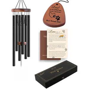 VENBEEL Dog Memorial Gifts 28" Pet Memorial Wind Chimes Premium Quality Aluminum & Pine Wood Sympathy Gift for Pet Loss Bereavement with Heartwarming Poem Card