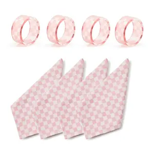 MacKenzie Childs Set of 4 Napkins and Napkin Rings
