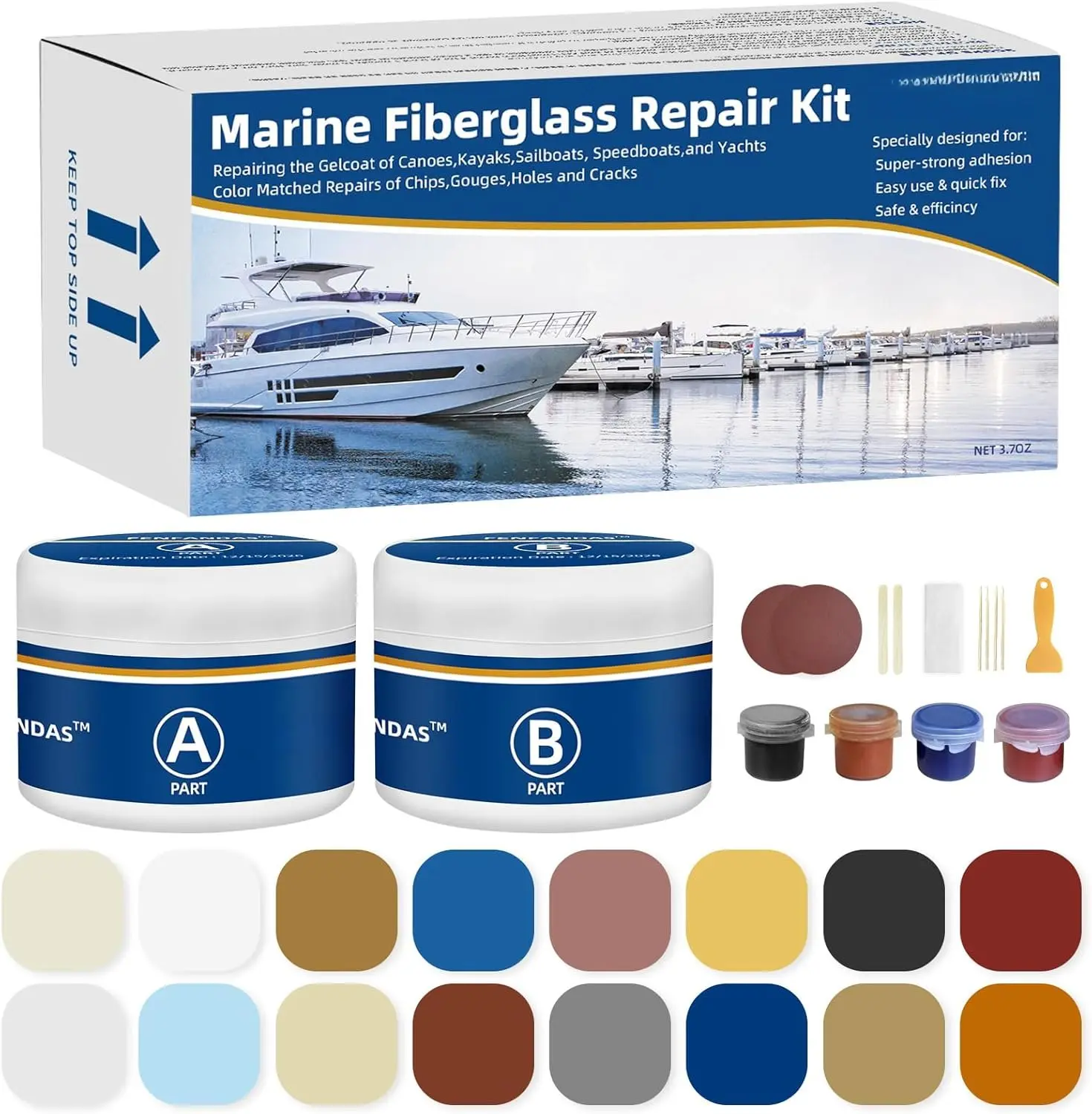 Fiberglass Boat Repair Kit (Color Match), Gel Coat Repair Kit for , Marine Fiberglass Repair Kit for , Epoxy Filler for , Fiberglass Repair Kit Fix Holes Chips Pits Cracks