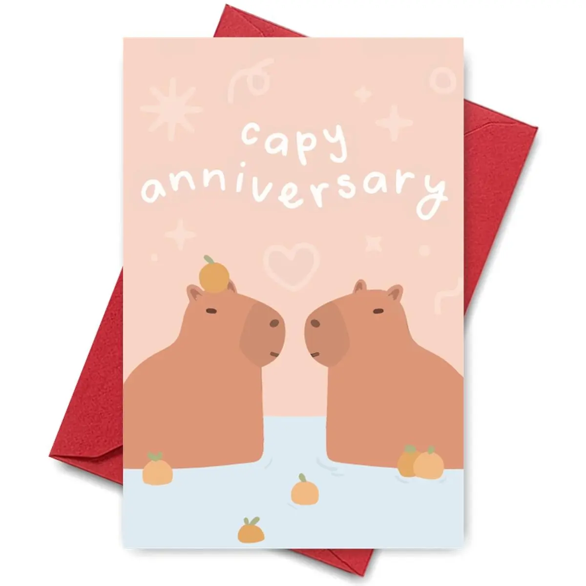 1PC Whimsical Anniversary Card, Capybara "Capy Anniversary" Design, For Unique Romantic Partners, Perfect for Valentine's Season Wishes