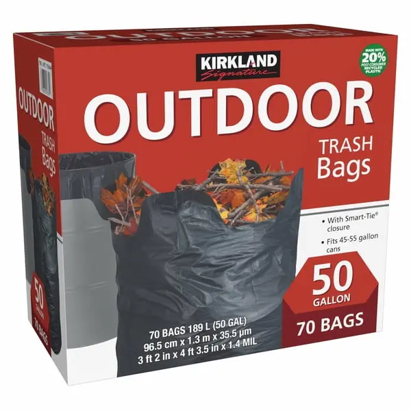 Kirkland Signature 50 Gallon Outdoor Trash Bag, 70 Count