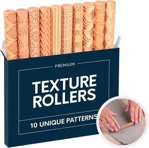 Clay Texture Rollers | 10-Pack | 5 in x 0.65 in |  Pottery Tools