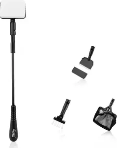 hygger Small Fish Tank Cleaner, Aquarium Cleaning Tools Kit with Handle, Seaweed Scraper, Fishing Net, Sponge Brush,Wall Brush