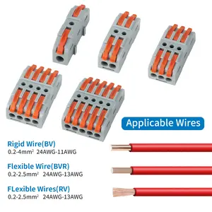 100 Lever Arm Wire Connectors Set, 2 Port Cable Clips, Mini Quick Line Terminals, Blue Push-In Connectors, Awg 28-12 Dual Pole Connectors