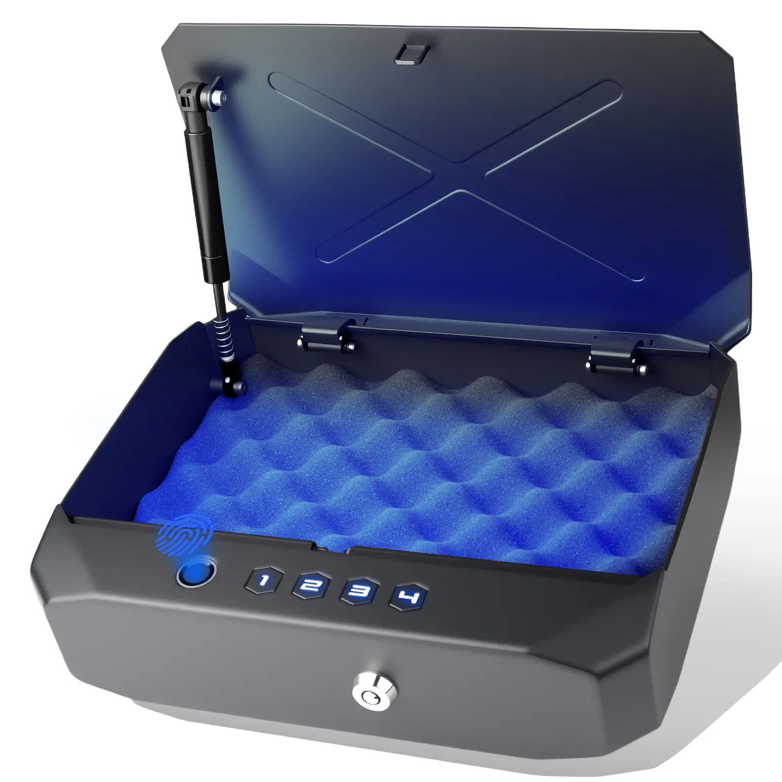 Biometric Pistol Safe - Biometric Safe Box with 3 Unlocking Methods (Fingerprint, Passcode, Key) for Storing 2-3 Revolvers, Suitable for Home, Nightstand, Vehicle Use