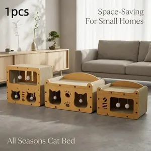 Luxury Cat Bed, Durable Paperboard Scratching House, Playful Resting Spot, Prevents Furniture Damage, Ideal for Cats & Small Pets