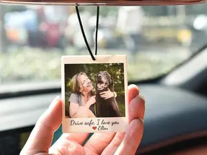 Personalized Photo Car Ornament, Hanging Car Polaroid Any Image,  Drive Safe Ornament, Driving Test Pass Gift, Idea First Car Charm Gift