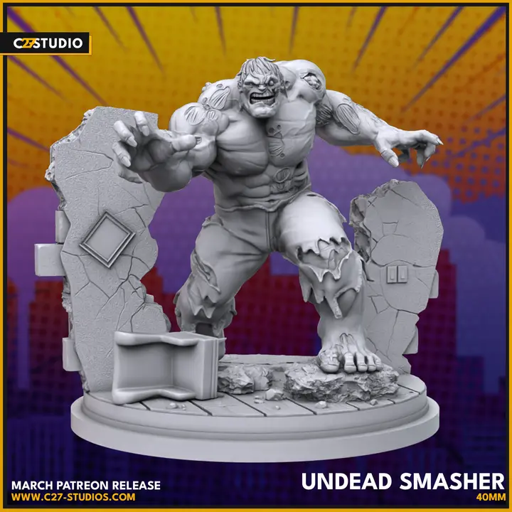 Zombie Hulk 40mm Scale Fan-Inspired Collectible Minifigure - High-Quality Crisis Protocol Proxy C27, Home Decor Statue with Crisp Features & Detailed Print for 3D Printing Hobbyists (Produced Using 3D Printing Technology)