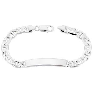 Sterling Silver Mariner Link ID Bracelet, Sterling Silver 6mm Engravable, Made in Italy