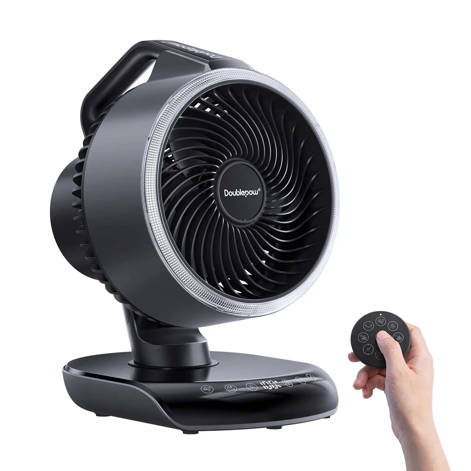 Doublepow 11-Inch Silent Whole Room Cooling Fan, 3 Speed Settings, Adjustable Tilt, Removable Grill, Powerful Airflow, Manual Control Dial, Portable Adjustable Fan for Home Bedroom, Black, Portable Fans