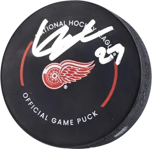 Lucas Raymond Detroit Red Wings Autographed Official Game Puck - Fanatics Authentic Certified