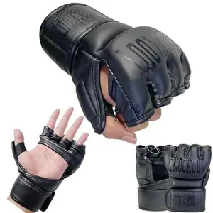 MMA Gloves, Hybrid Open Palm Shooter Fighting MMA Gloves Men Women, Double Wrap Wrist Support, Cage Fighting Combat Sports, Muay Thai, Punching Bag Kickboxing Gloves