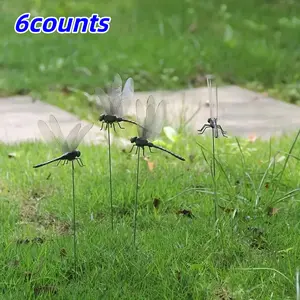 6pcs Realistic Dragonfly Decorations, Waterproof Dragonflies for Outdoor Garden, Indoor Vase Decoration, Festival Outdoor Decor