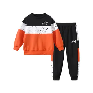 2 Pcs Kids Boys Hooded Sweatshirt Pants Set Hoodie Sweatsuit Fall Winter Spring Outfits for 4-14 Years