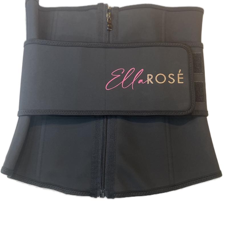 Ella Rose Latex Waist Trainer with Zipper for Women, Underbust Corset and Waist Shaper Cincher, Workout Belt for Weight Training, Hourglass Body Shaper - Black Belts