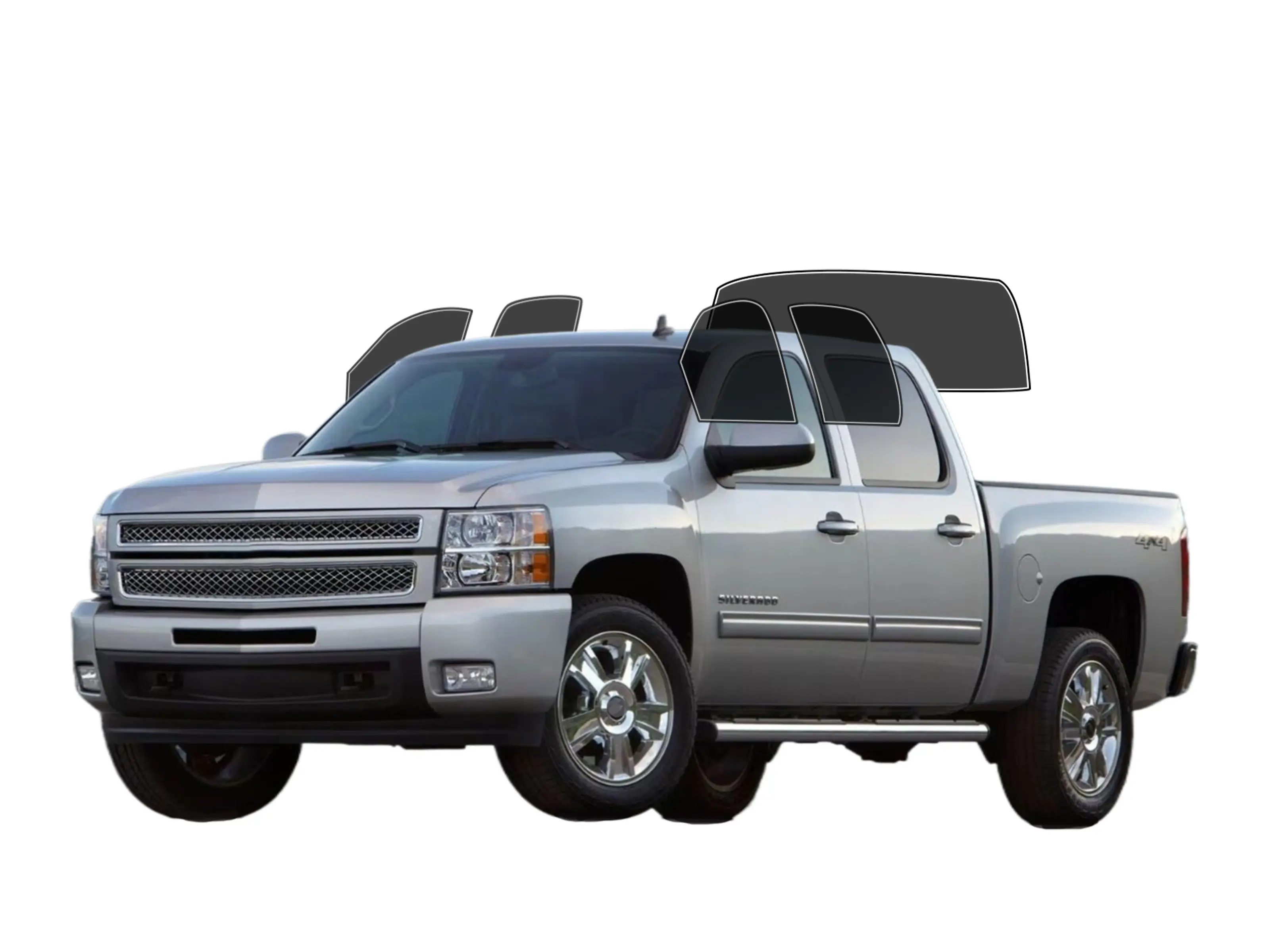 Precut 2Ply  Window Tint Film for Chevrolet Silverado 1500 Crew 2007-2013 Cars Sun Blocking Protection, Privacy, and Anti-Shatter Glass Film Any Tint Shade Kit
