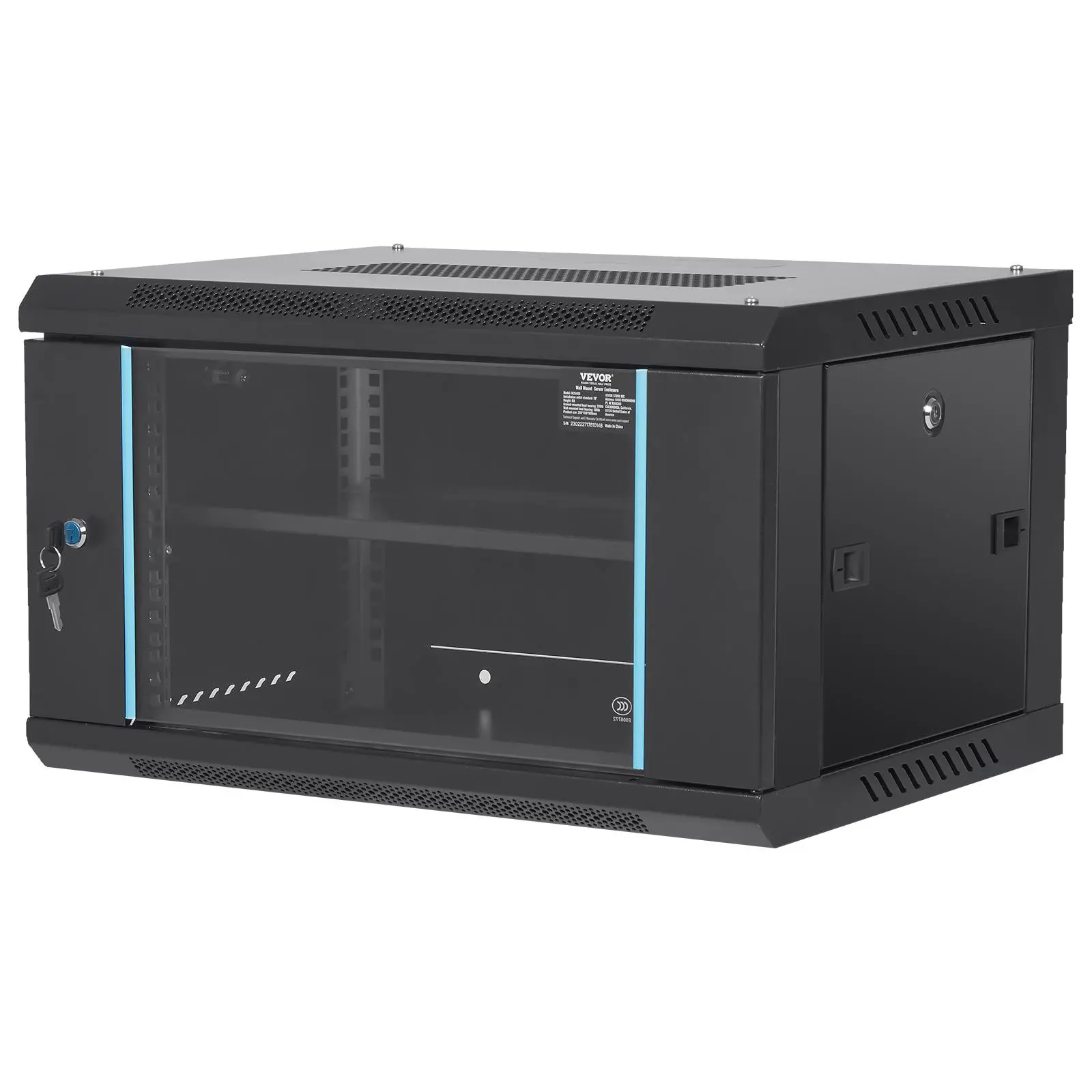 【Spotlight Day】VEVOR 6U Wall Mount Network Server Cabinet, 15.5'' Deep, Server Rack Cabinet Enclosure, 200 lbs Max. Ground-mounted Load Capacity, with Locking Glass Door Side Panels, for IT Equipment, A/V Devices