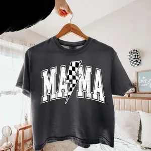 Checkered Bolt Mama Shirt Mothers Day Gifts Comfort Colors Shirt Mama Shirt New Mom Gift Trendy Mom Shirt Spring Summer