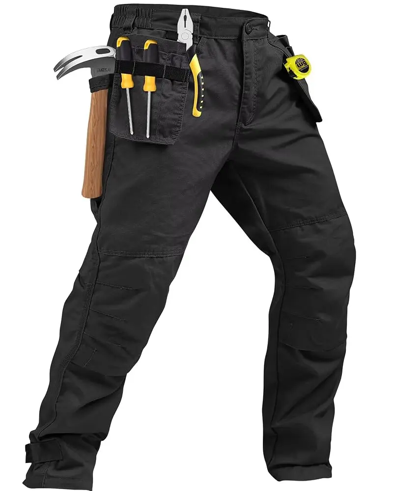 Men's Hiking Pants Ripstop Construction Pants  Multi-Pocket Utility Cargo Work Pants