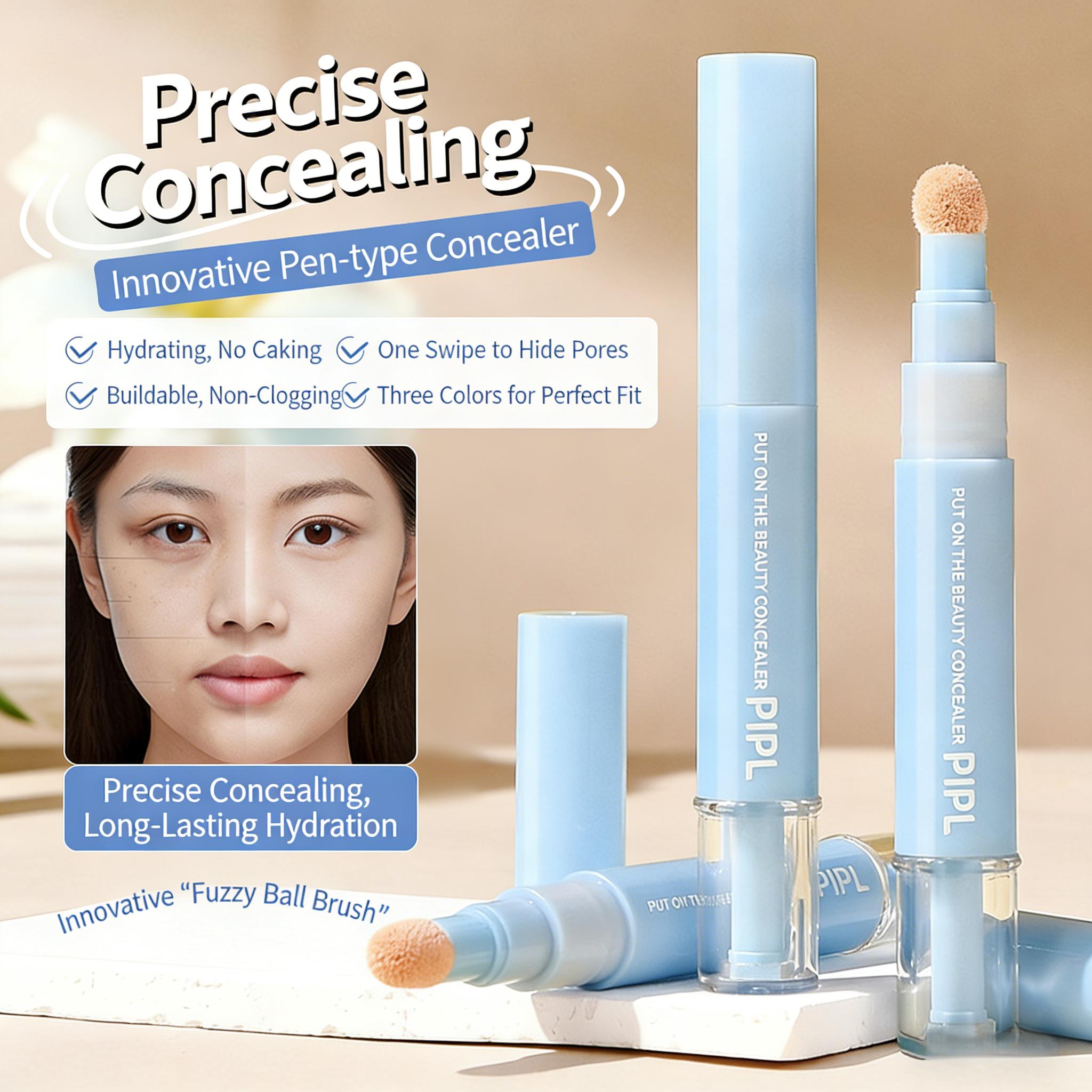 [PIPL]Dual-effect Concealer & Foundation Eye Concealer - 24-hour long-lasting, high-coverage matte finish. Korean pressed powder foundation for a flawless complexion. Covers acne marks, sculpts the nose, and nourishes the skin.