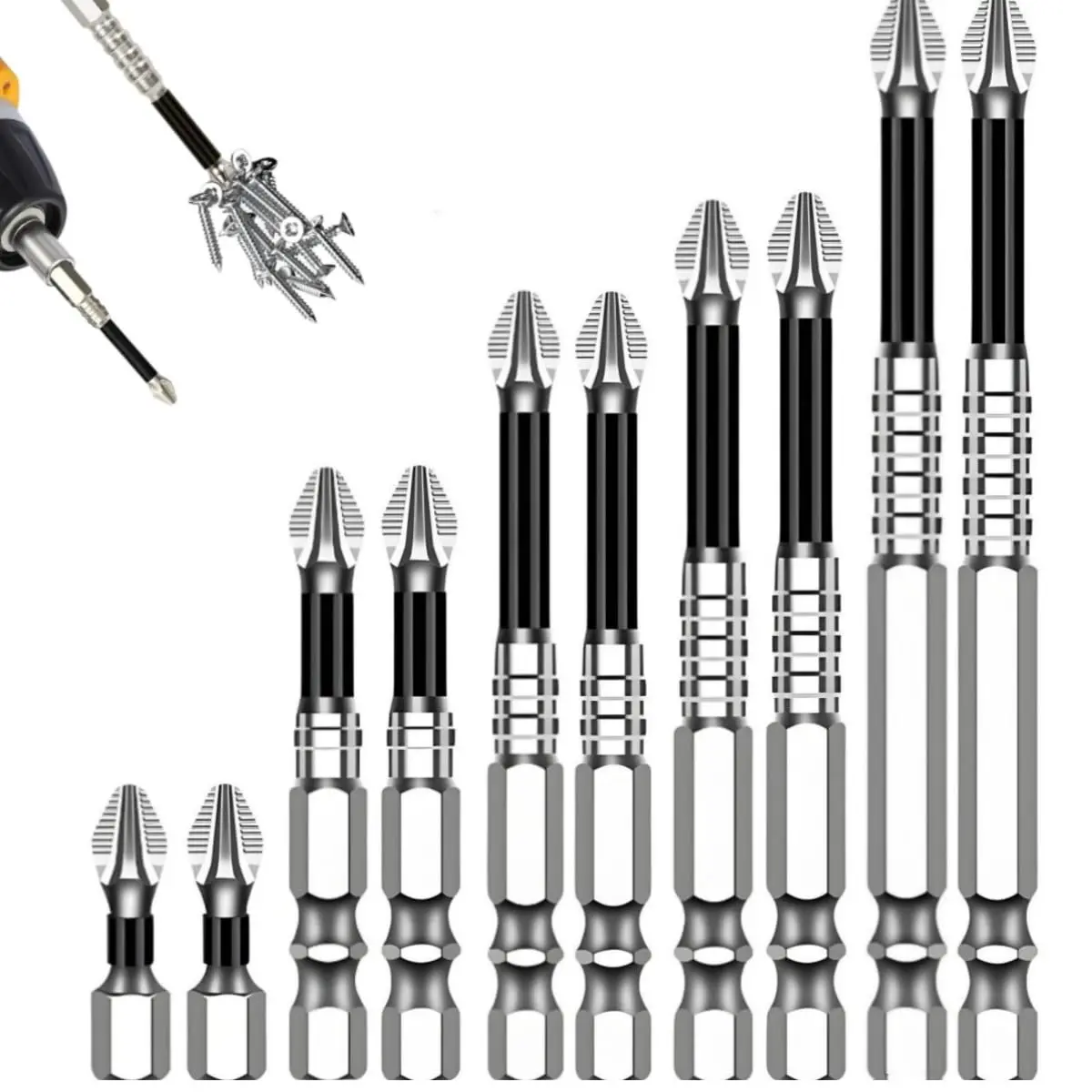 K5 Impact-Resistant and Non-Slip Bit,Impact Driver Bit Set,Titanium Alloy Impact Non-Slip Cross Head,High Magnetic Screwdriver Drill Bit tile drillbit set imán  incorporado