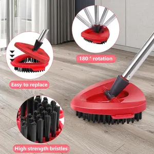 O-Ceda mop head replacement complete set, 4 pieces of white machine-washable ultra-fine fiber rotating mop replacement heads, 1 abrasive brush, 1 base, 1 set of handles, suitable for rotating mop replacement parts for bathtubs and tiles