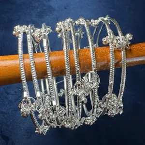 Kashmiri Ghunghru Bangles in Silver Tone - Traditional Ethnic Jewelry for Women