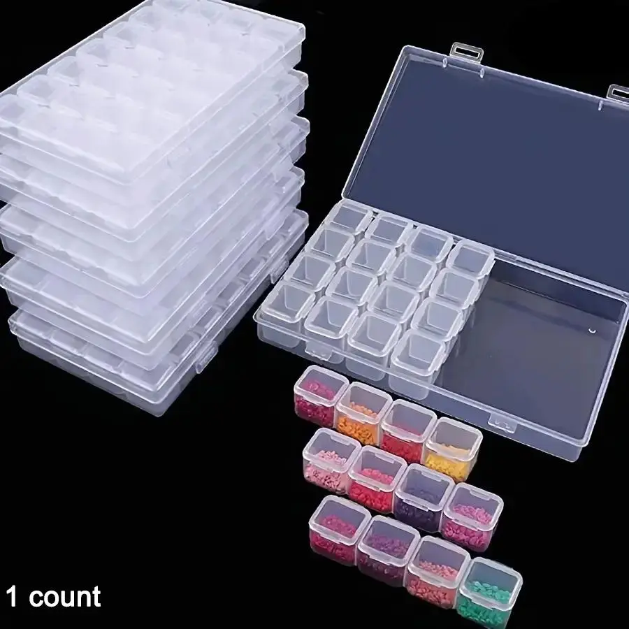 28-grid Multi Compartment Design Nail Art Bead Storage Box, Transparent Nail Art Bead Storage Box with Lid, Removable Nail Art Accessories Storage Box, Versatile Home Organizer, Clear Storage Box, Clear Storage Bins, Durable Plastic Organizers