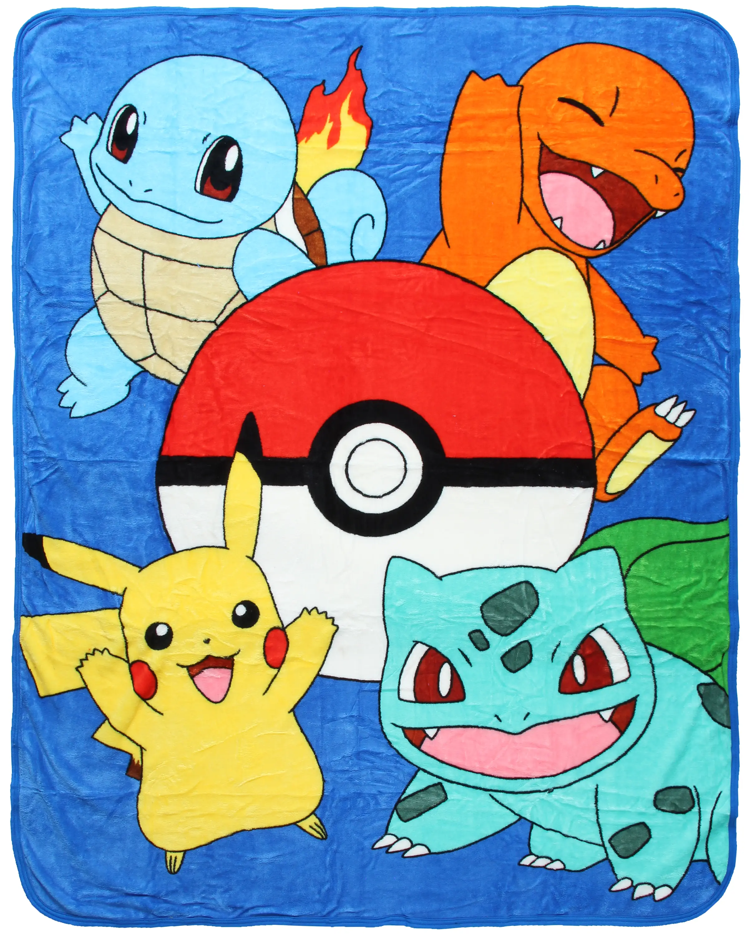 Pokemon Friends Evolve Pikachu Charmander Bulbasaur Squirtle Micro Raschel Throw Blanket 48" x 60"