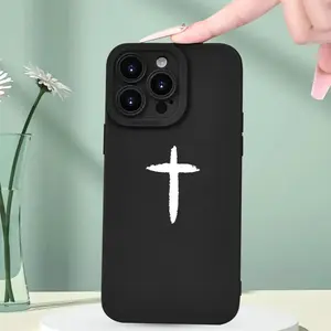 Simple Cross Christian Print Phone Case, Phone Protector, Shockproof Full Coverage Camera Protection, Compatible with iPhone 16 Pro Max 11 12 Pro 13 14 15 Plus Max 17 Air Gift Accessories