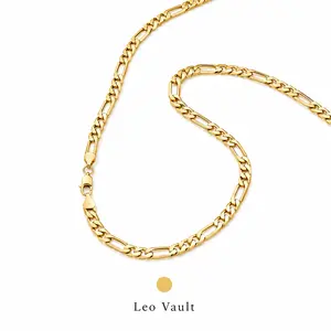 14K Gold Plated Figaro Chain Necklace for Men, Stainless Steel Gold Link Chain, 2mm-12mm Width, 20/24 Inch, Hip Hop Streetwear Jewelry, Gift for Him