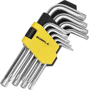 Gunpla 9Pcs Torx Hex Key Allen Wrench Set | T10-T50 Star Key Set with Storage Case | Heavy Duty Chrome Vanadium Steel for Auto Repair, Bicycle & DIY Maintenance