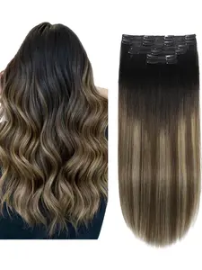 6pc 18 clips Straight Clip Ins Human Hair Balayage color 1B/4/27 100% Unprocessed Real Hair 100g/120g Clips In Hair 14-22inch Raw Hair Extensions