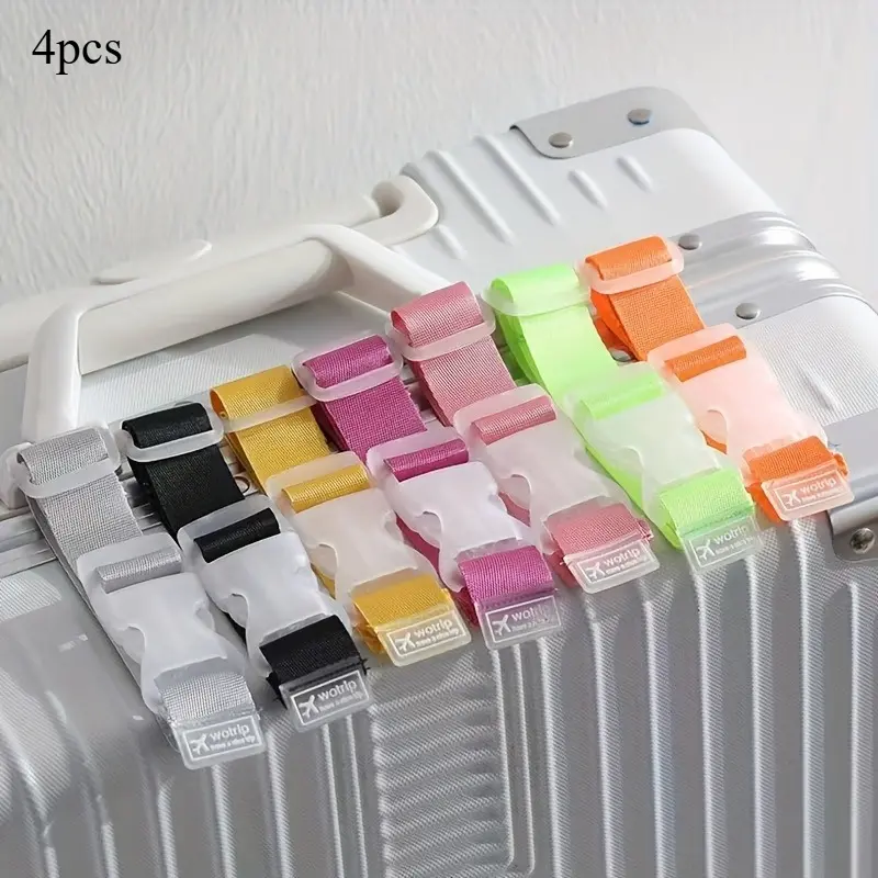 [Colored Luggage Belt] 4pcs Colored Luggage Belt - Travel Portable Adjustable Luggage Seat Belt Release Buckle - Easy to Carry Car Travel Outdoor Practical Belt